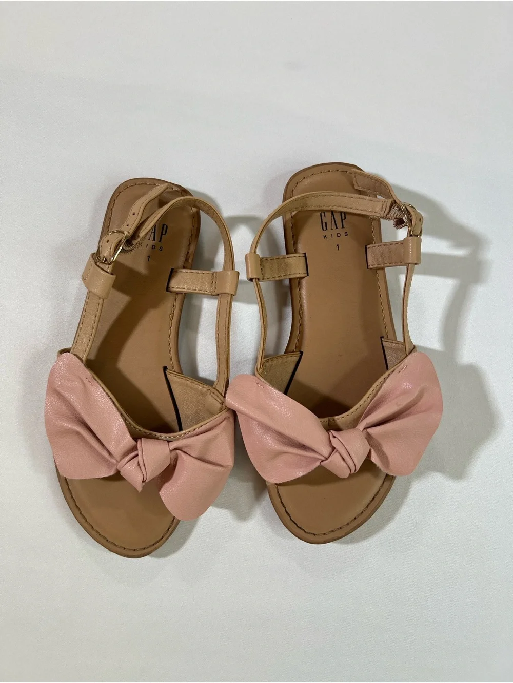 GAP Kids Blush Pink Bow T-Strap Sandals